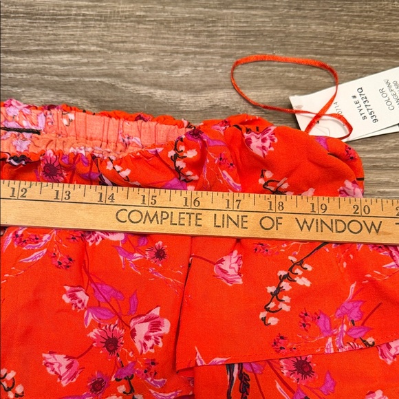 MSK XL Red Floral Off Shoulder Ruffle Midi Dress Boho NWT - Picture 4 of 5